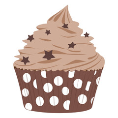 Chocolate frosting cupcake illustration