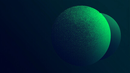 Glowing green sphere patten black background,  grainy gradient noise texture,  poster banner backdrop abstract design, power point background