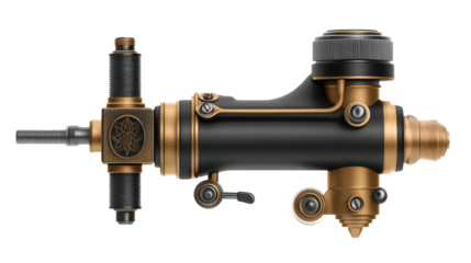 Innovative mechanical tool design industrial workshop product photography steampunk style close-up viewpoint craftsmanship concept