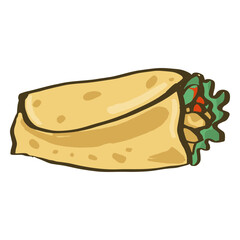 Indian dish veg wrap hand drawn