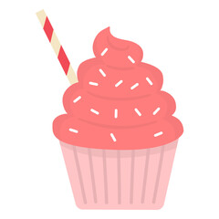 Cupcake sprinkles swirl topping straw flat