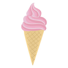Pink ice cream cone flat