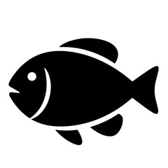 A simple black silhouette illustration of a fish.