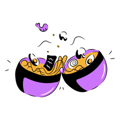 Ramen bowls japanese food doodle