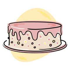 Pink glazed cake color stroke