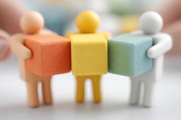 Teamwork and Collaboration: Hands Reaching for Colorful Blocks in 3D Concept
