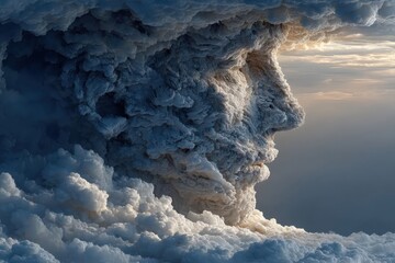 Surreal Brain Landscape with Clouds Symbolizing Human Imagination and Creativity