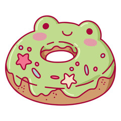 Green froggy donut with stars on it