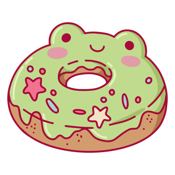 Green froggy donut with stars on it