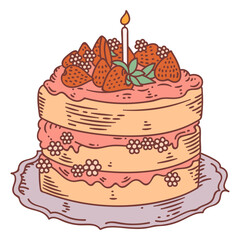 Victorian cake topped with chocolate and strawberries