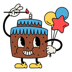 Cake candle retro cartoon birthday