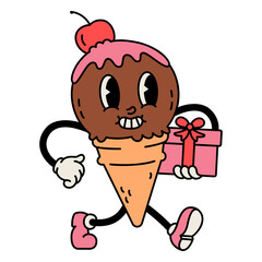 Ice cream retro cartoon birthday
