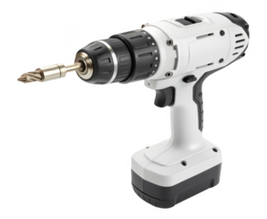 Cordless power drill png battery operated drill png handheld electric drill png construction tool png power tool with bit png DIY drill machine png transparent background image