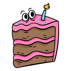 Slice of cake with a candle on it
