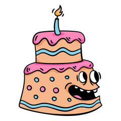 Cartoon cake with a candle on it