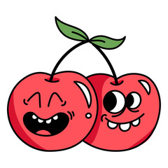 Pair of red apples with a smile on their faces