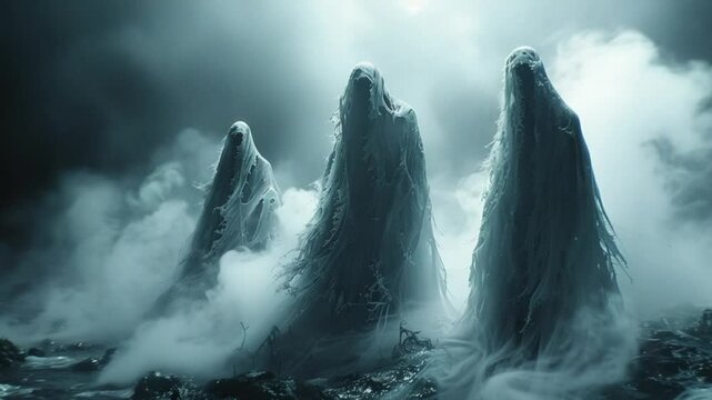 scary ghost characters on hellowen night