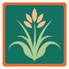 Simplified wheat icon with green and orange colors agriculture symbol
