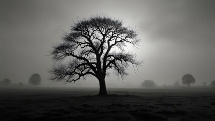 Obraz premium lonely tree in the fog