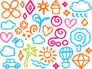 Colorful flower and leaf nature pattern design, a beautiful art illustration set of summer love symbols for people