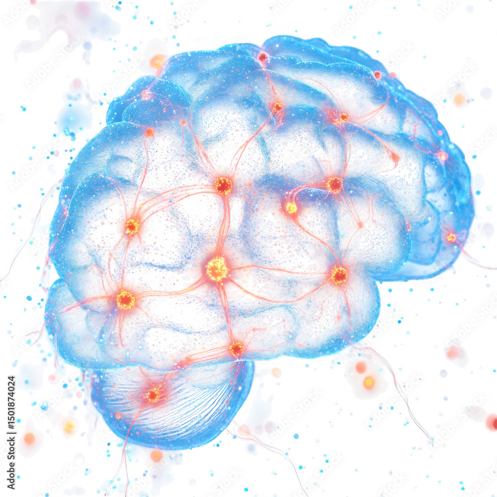 Poster abstract brain neural network isolated on transparent background