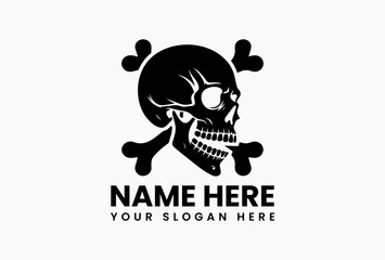 Industrial-strength skull & crossbones warning emblem in monochrome vector format. Safety protocol concept  