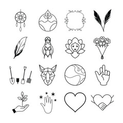 set of hand drawn hearts