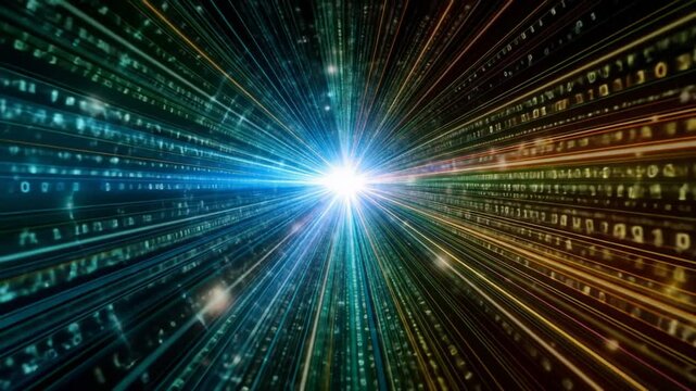 Abstract Digital Tunnel With Glowing Code