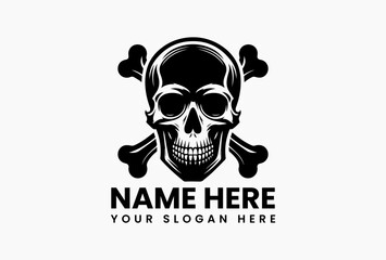 Industrial-strength skull & crossbones warning emblem in monochrome vector format. Safety protocol concept  