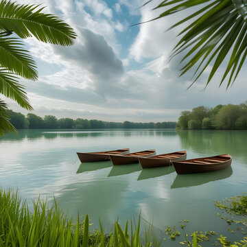 Thoni Boats on a Riverbank