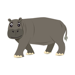 Funny hippo isolated. Children cute animal vector illustration. African hippopotamus.