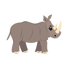 Funny rhinoceros isolated. Children cute animal vector illustration. African wildlife. 