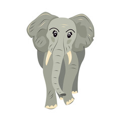 Funny elephant isolated. Children cute animal vector illustration. African wildlife. 