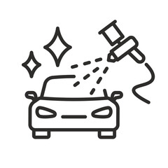 painting car icon, paint airbrush with auto body, painting works, vector illustration