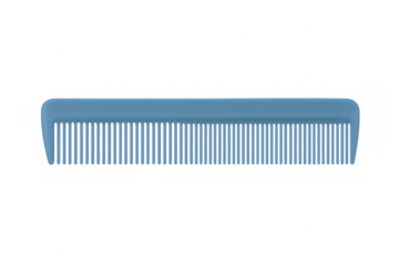 Light blue plastic hair comb isolated on transparent background, perfect for beauty, haircare, and hygiene-related visuals