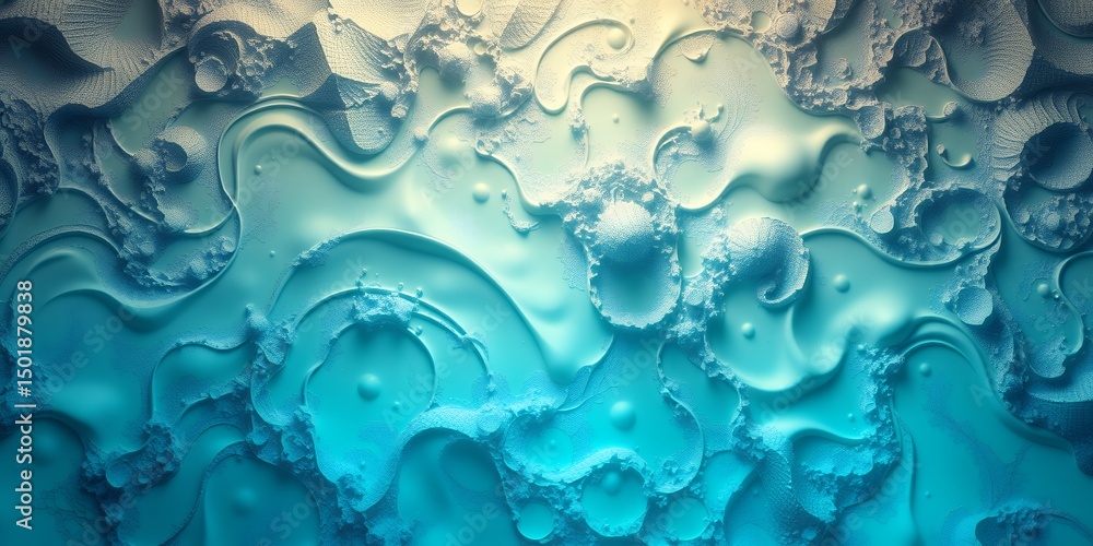 Poster abstract blue and white textured surface with fluid like forms and subtle color gradients visible
