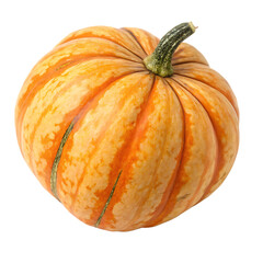 A whole single acorn squash isolated on a transparent background
