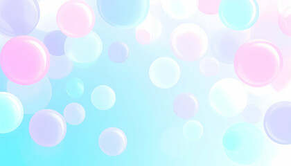 Pastel Bubbles Floating on Light Blue Background