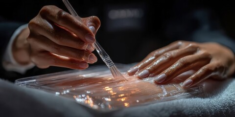 Beautician Preparing Gel for Laser Hair Removal Session with Smiling Client
