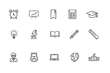education vector line art set 