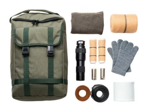 Emergency kit png first aid survival kit png disaster preparedness pack png emergency gear bag png medical emergency kit png travel rescue kit png transparent background image