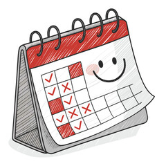A cheerful, white calendar page, featuring a smiling face, is gradually being erased, revealing a blank white background.  The erasure process is slow and deliberate.