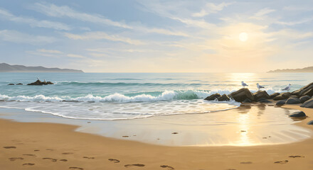 Obraz premium Vibrant Beach Painting