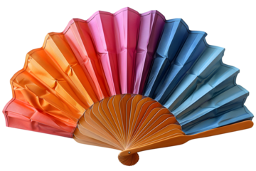 Colorful Hand Fan with Closeup. (1)