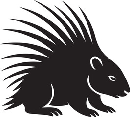 Stylized porcupine black silhouette, Porcupine animal shape simple vector