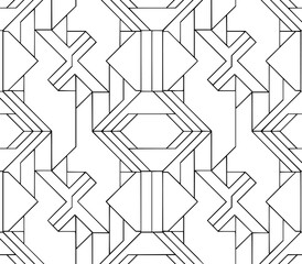 Geometric art deco seamless black and white pattern design
