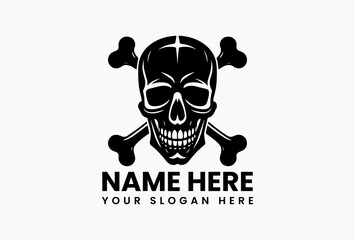 Danger skull and crossbones emblem for warning and hazard symbols on a clean background. Safety concept