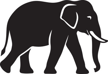 Elephant in motion silhouette artwork, Large animal silhouette walking pose