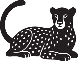 Cheetah silhouette elegant black vector, Cheetah big cat with clean line art