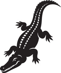 Crocodile graphic bold silhouette design, Vector crocodile black white profile